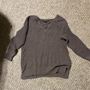 American Eagle Outfitters Taupe V-Neck Sweater